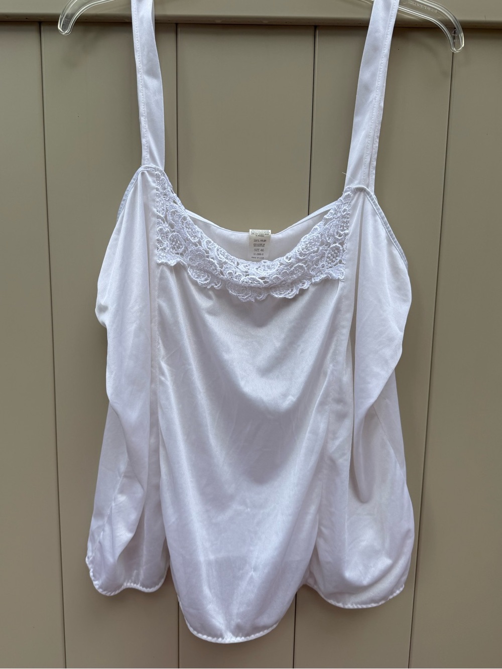 Vintage White Slip Tank Top Lingerie Sheer Silky Soft Sz 46